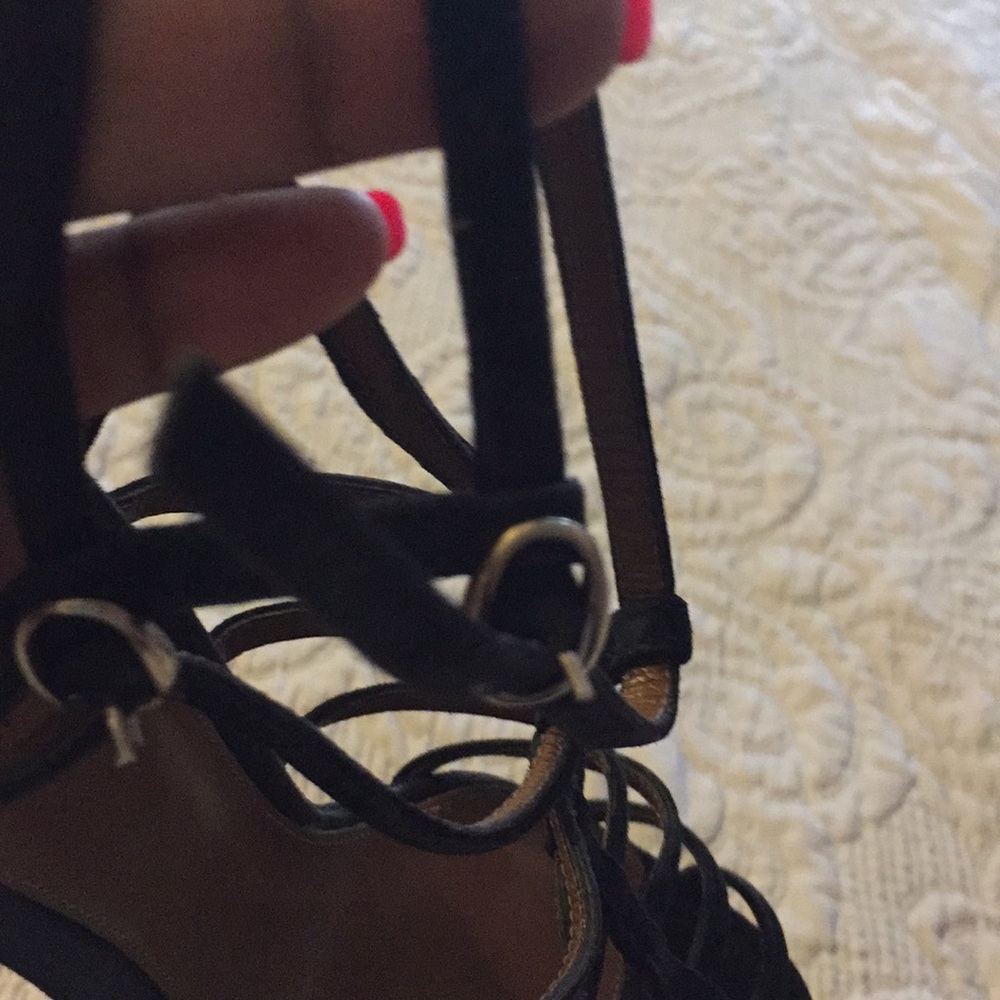 Black suede dressy straps sandals - Picture 4 of 6